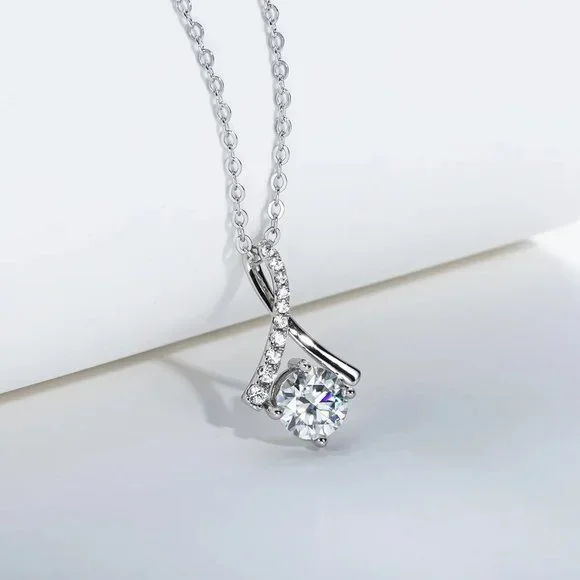 Certified 1ct. t.w. Moissanite Diamond Water Drop Pendant Necklace NEW - Picture 6 of 11
